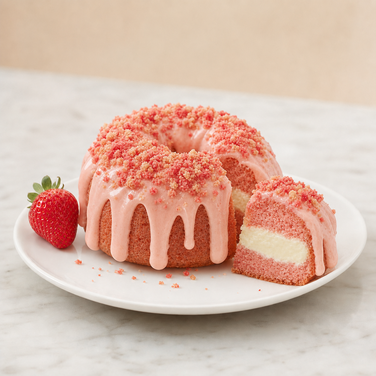 Strawberry Crunch Bundt Cake